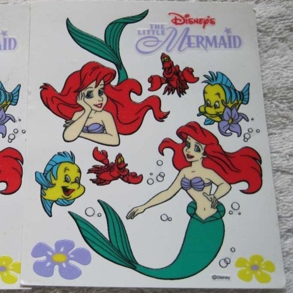 Disney's Little Mermaid 2 Sticker Sheets Ariel Flounder Sebastian Flowers Favors - Picture 1 of 5